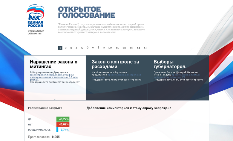 На сайте Единой России счётчик голосов живет своей жизнью