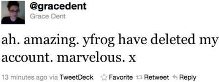 YFrog удалил аккаунт Грейс Дент – знаменитого британского микроблоггера